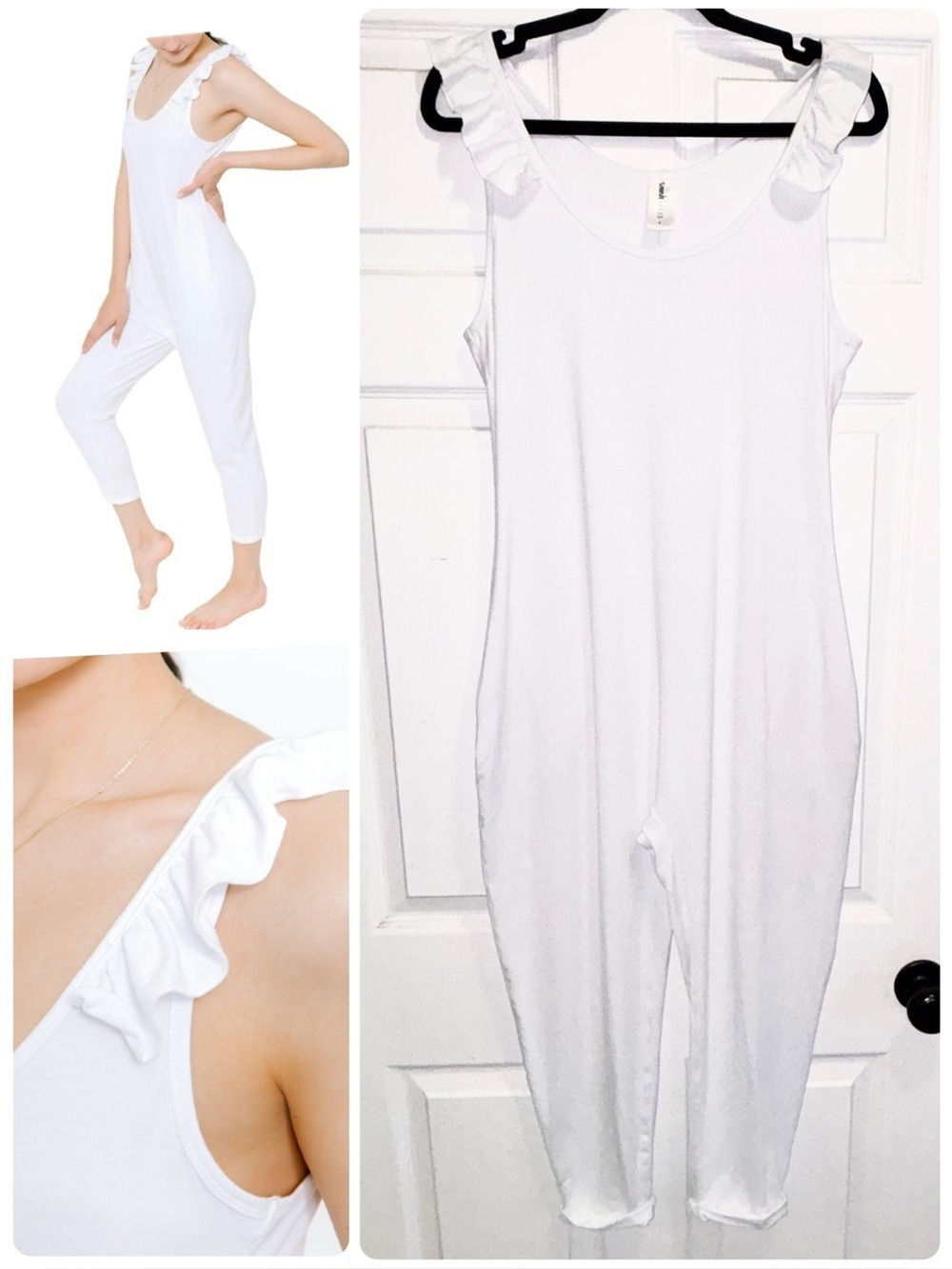 Smash + Tess Sweetheart Romper Bridal
White Ruffled Sleeveless Jumpsuit Sz Small